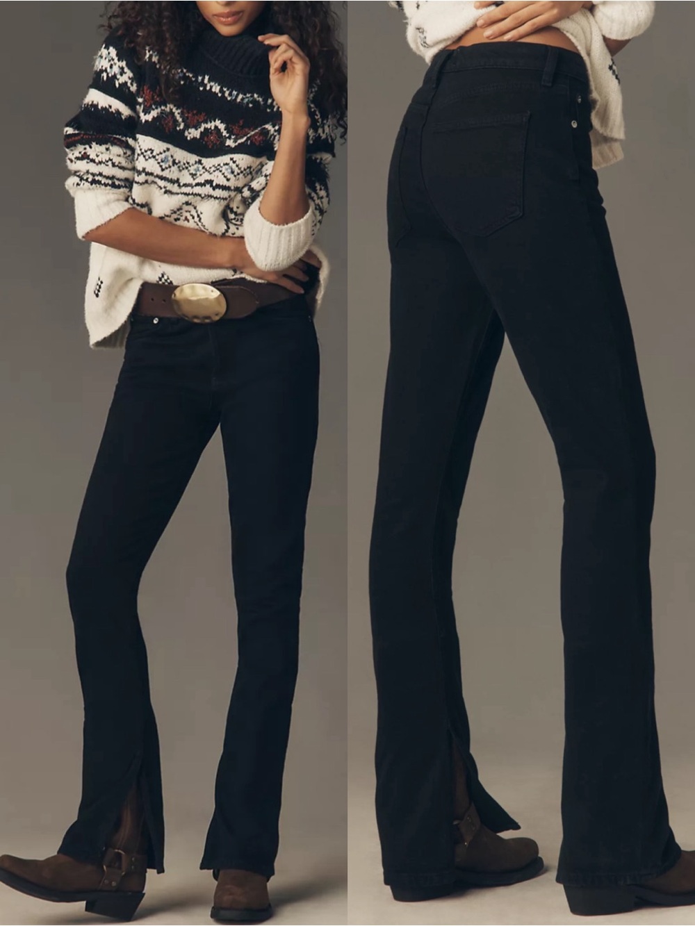 AGOLDE X Anthropologie Ingram High Rise Split Skinny Jeans Immersion Black